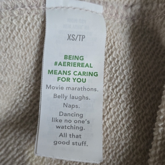 Aerie Oversized Sweatshirt Womens Nude Beige Henley Popover XS - Picture 7 of 8